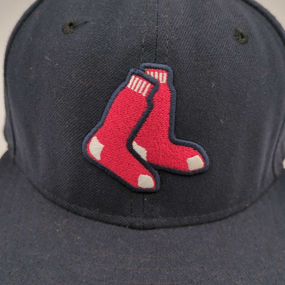Boston Red Sox Hat Cap Fitted 7 1/4 Black Red Socks Logo Mens New Era Cool Base - Picture 3 of 14